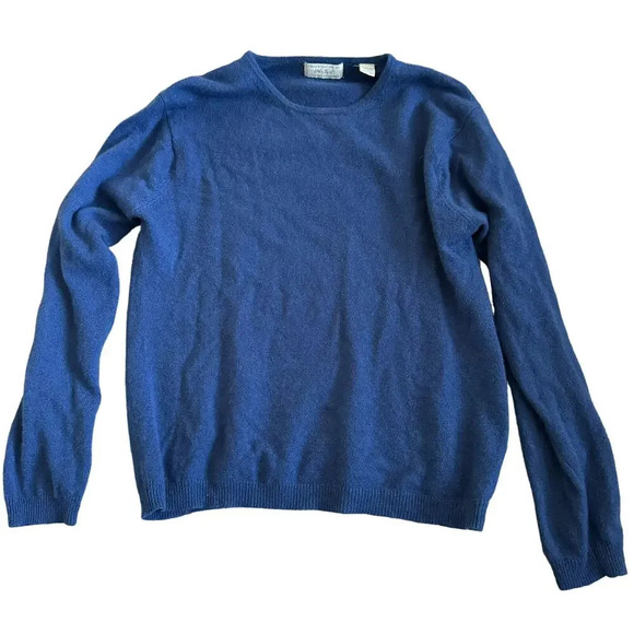 Lord & Taylor Men's Pullover Sweater Size M Blue 2-Ply 100% Cashmere Long Sleeve - Picture 1 of 5